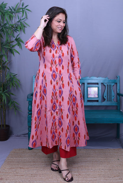 Uzbek Ikat Kurta with plackets detailing