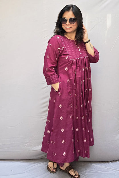Madhurima Cotton Co-Ord Set with Handwoven Butti