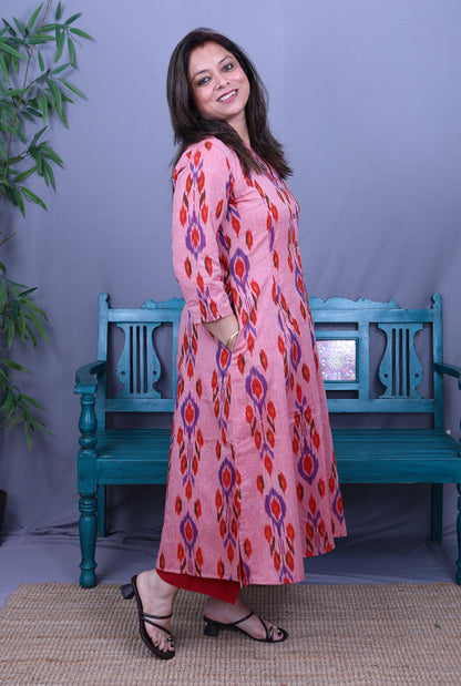 Uzbek Ikat Kurta with plackets detailing