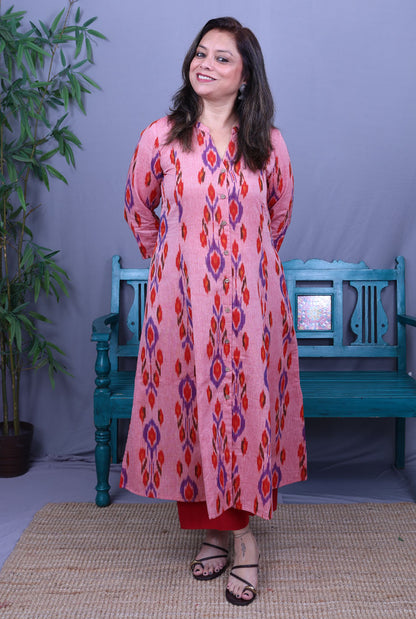 Uzbek Ikat Kurta with plackets detailing