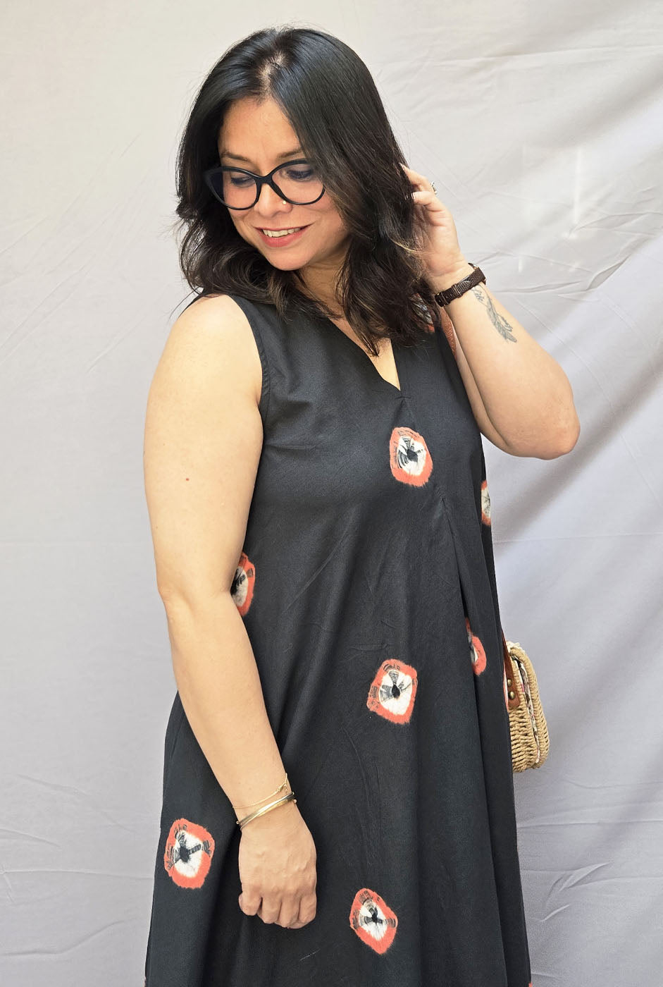 Midnight Bandhani Dress (Sleeves On request)