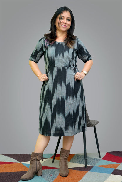 Cotton Ikat Shift Dress With Lining (B)