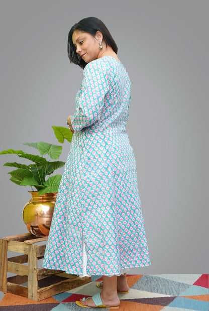 Slub cotton A line Kalidar kurta (E)