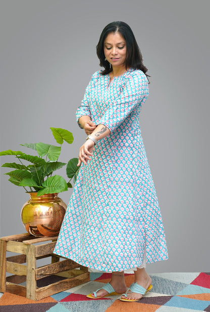 Slub cotton A line Kalidar kurta (E)