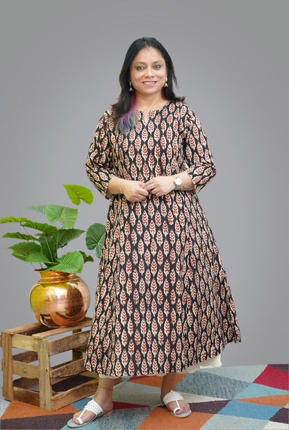 Slub cotton A line Kalidar kurta (A)