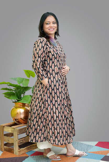 Slub cotton A line Kalidar kurta (A)