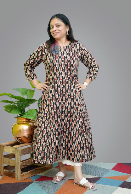 Slub cotton A line Kalidar kurta (A)