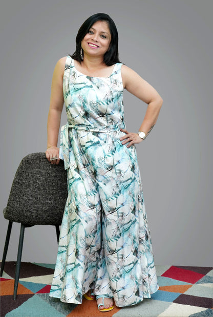Sleveless Jumpsuit With Flared Bottom
