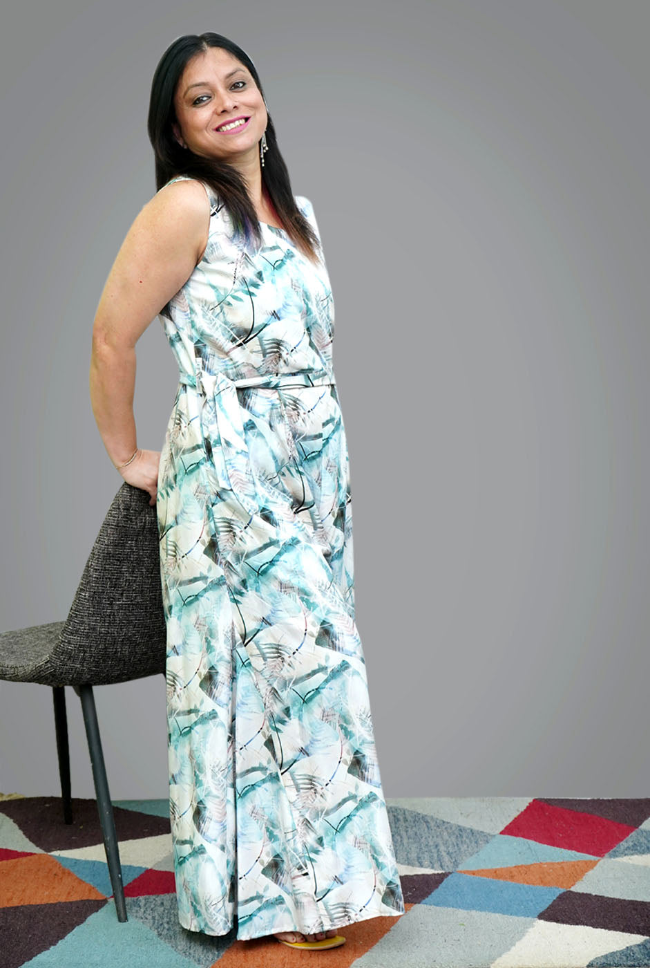 Sleveless Jumpsuit With Flared Bottom