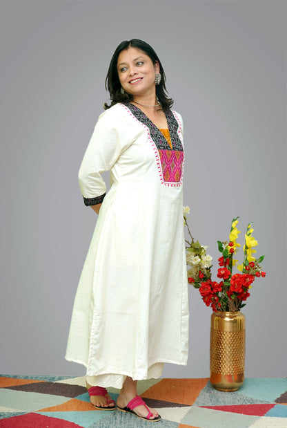Off-White A-line Kalidar Kurti