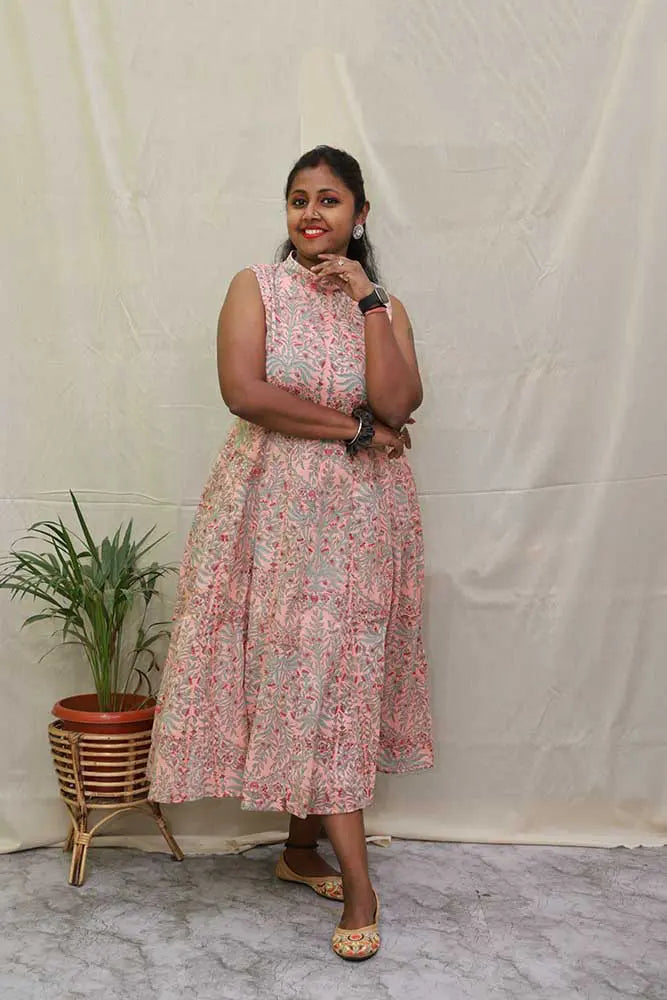 Gulmohar Calf length Anarkali Dress with Lining