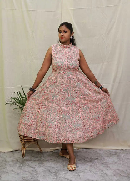 Gulmohar Calf length Anarkali Dress with Lining
