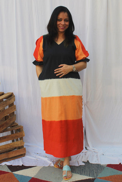 Rang Tarang Straight Fit Tie & Dye Dress With Lining