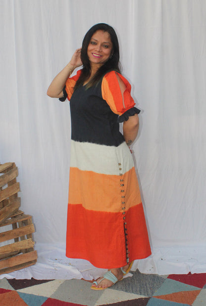 Rang Tarang Straight Fit Tie & Dye Dress With Lining