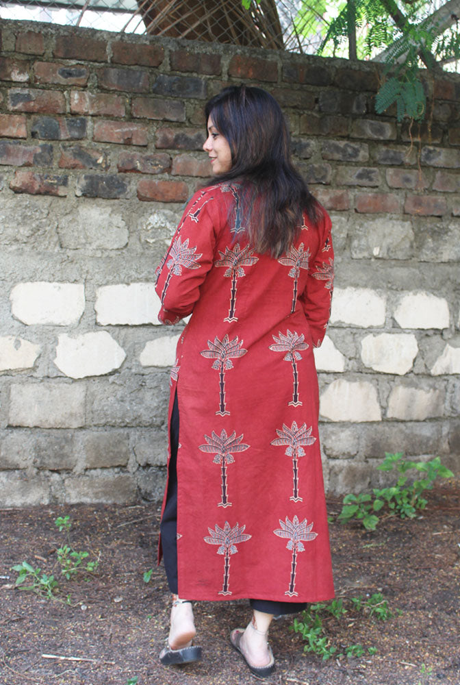 Straight cut designer Red Ajrakh Kurti