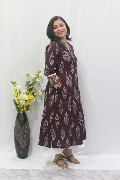 A-line Kalidar Kurti With Pen Kalamkari Fabric
