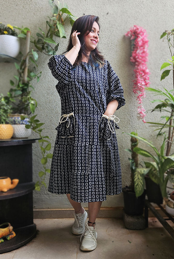 Stylish Black Cotton Dress with lining