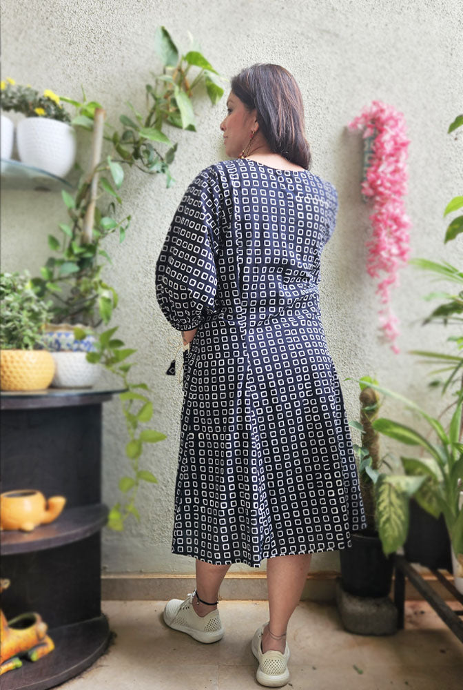 Stylish Black Cotton Dress with lining