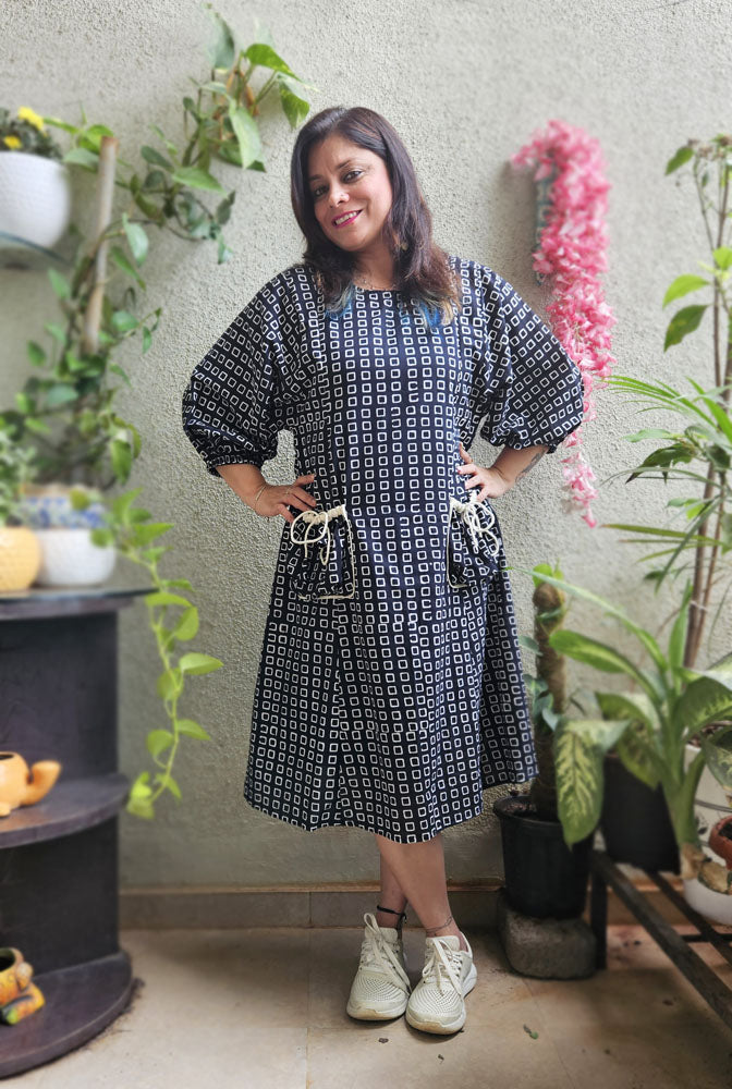 Stylish Black Cotton Dress with lining