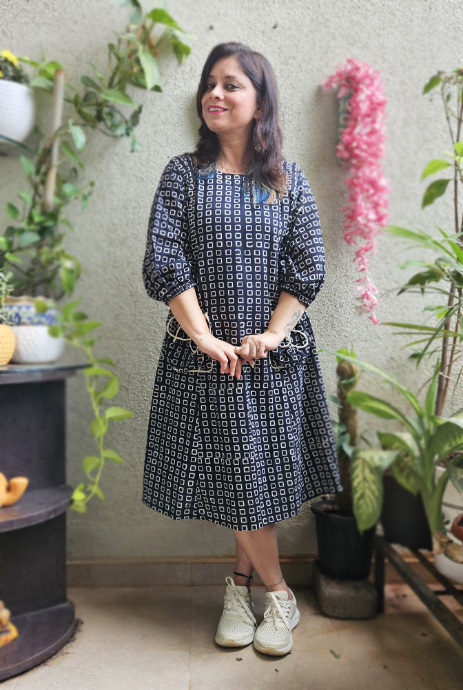 Stylish Black Cotton Dress with lining