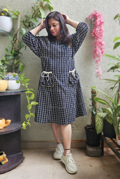 Stylish Black Cotton Dress with lining