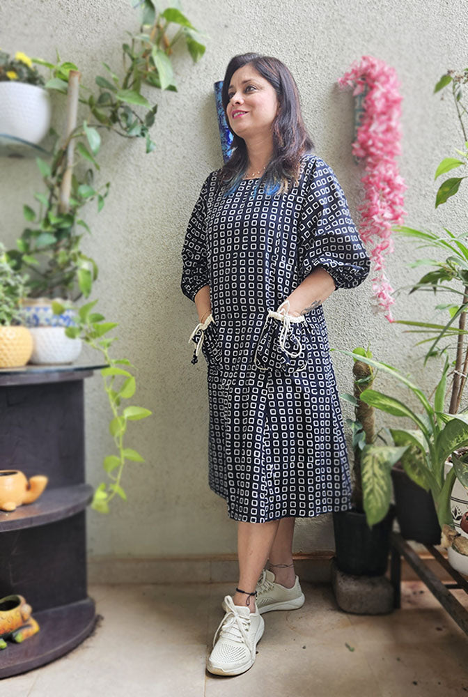 Stylish Black Cotton Dress with lining