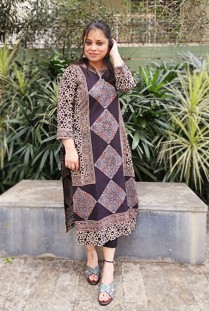 Straight Cut Designer Ajrakh Kurti (G)
