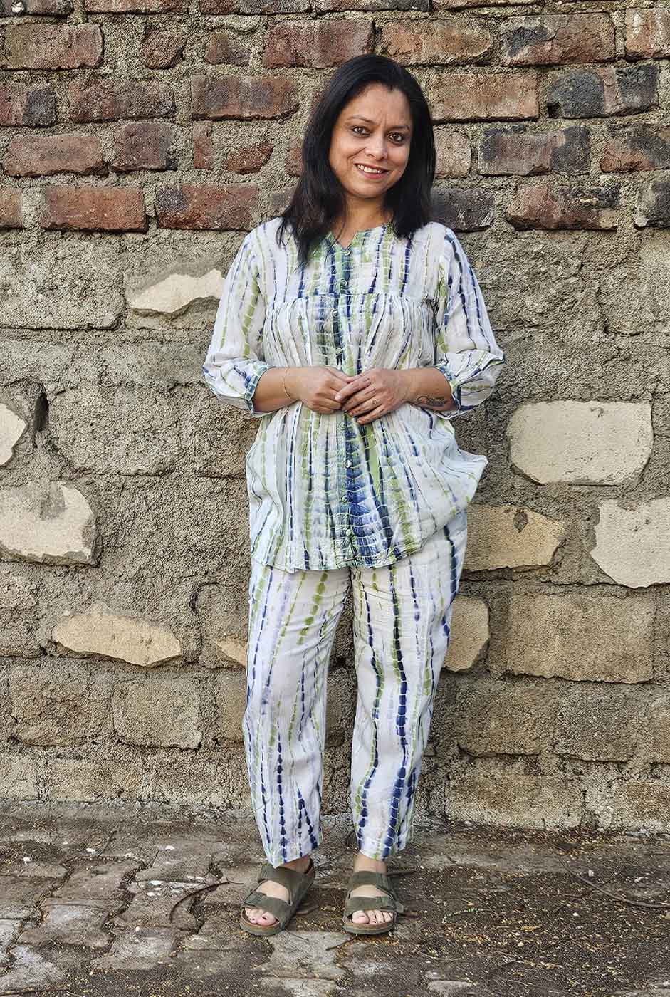 Stylish Shibori Modal white Co-Ord Set