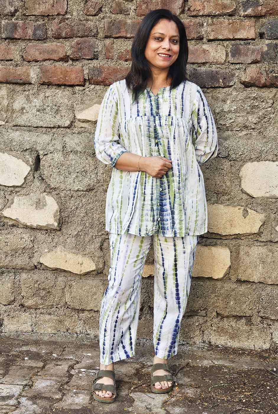 Stylish Shibori Modal white Co-Ord Set