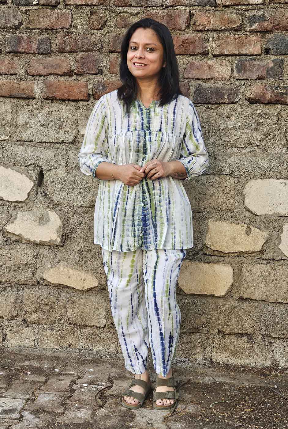 Stylish Shibori Modal white Co-Ord Set