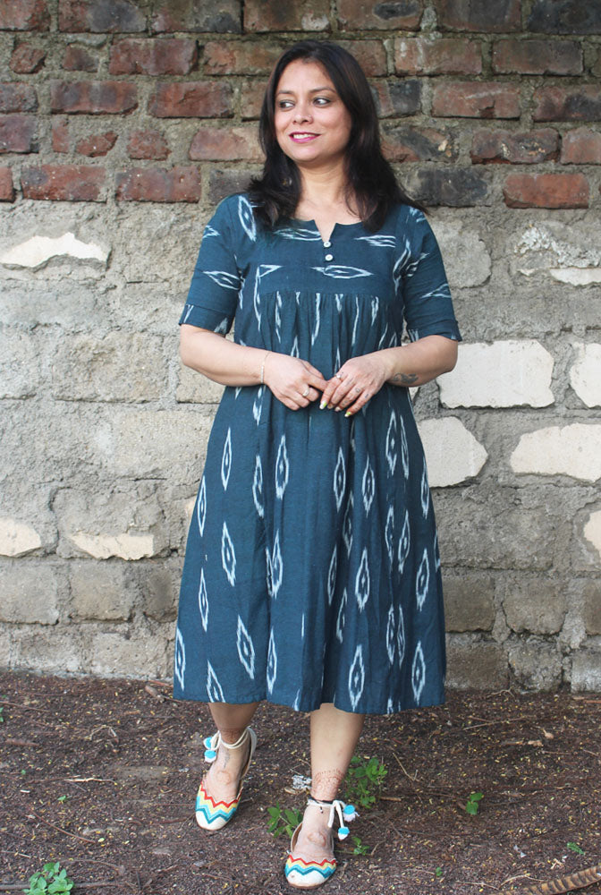 A-line Ikat Dress With Lining