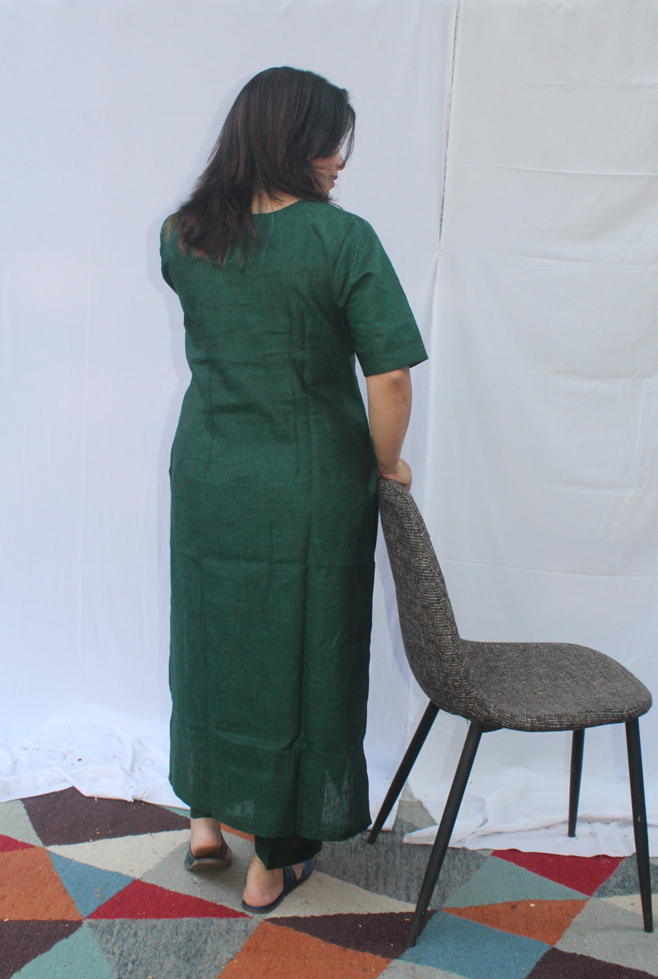Green Linen Kurta pant Set/ Co-Ord Set