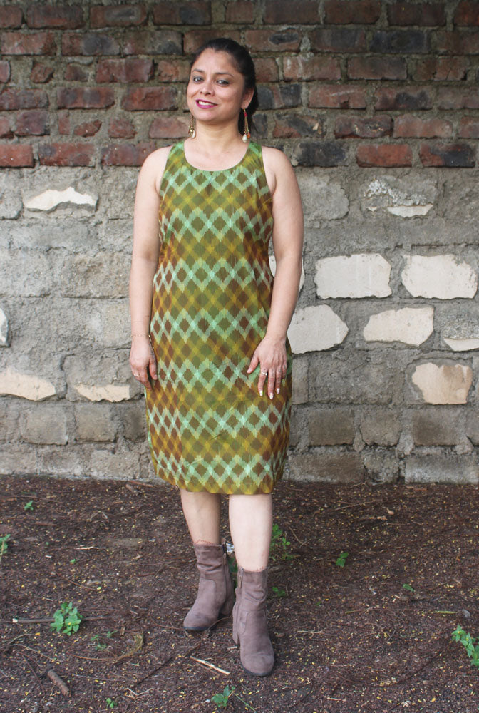 Mercerized Ikat Shift Dress With Lining