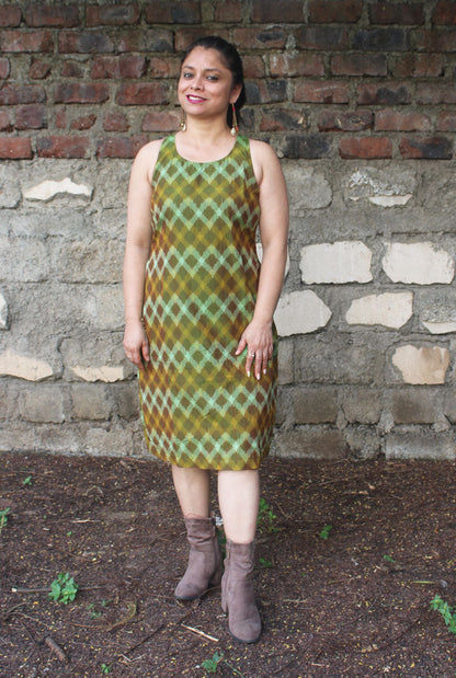 Mercerized Ikat Shift Dress With Lining