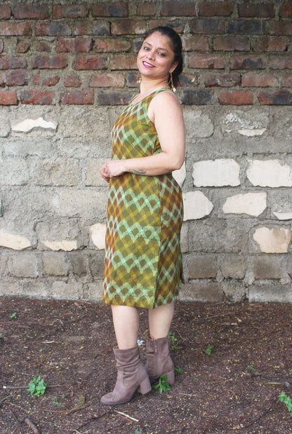 Mercerized Ikat Shift Dress With Lining