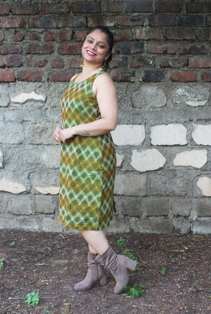 Mercerized Ikat Shift Dress With Lining