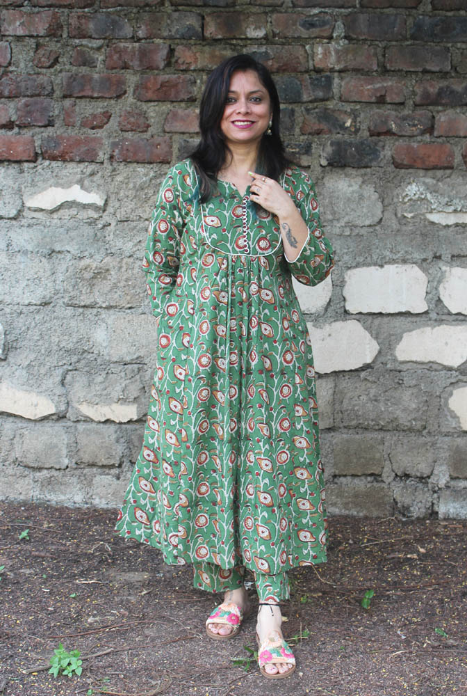Hand-Block Cotton Kurti Pant Set B