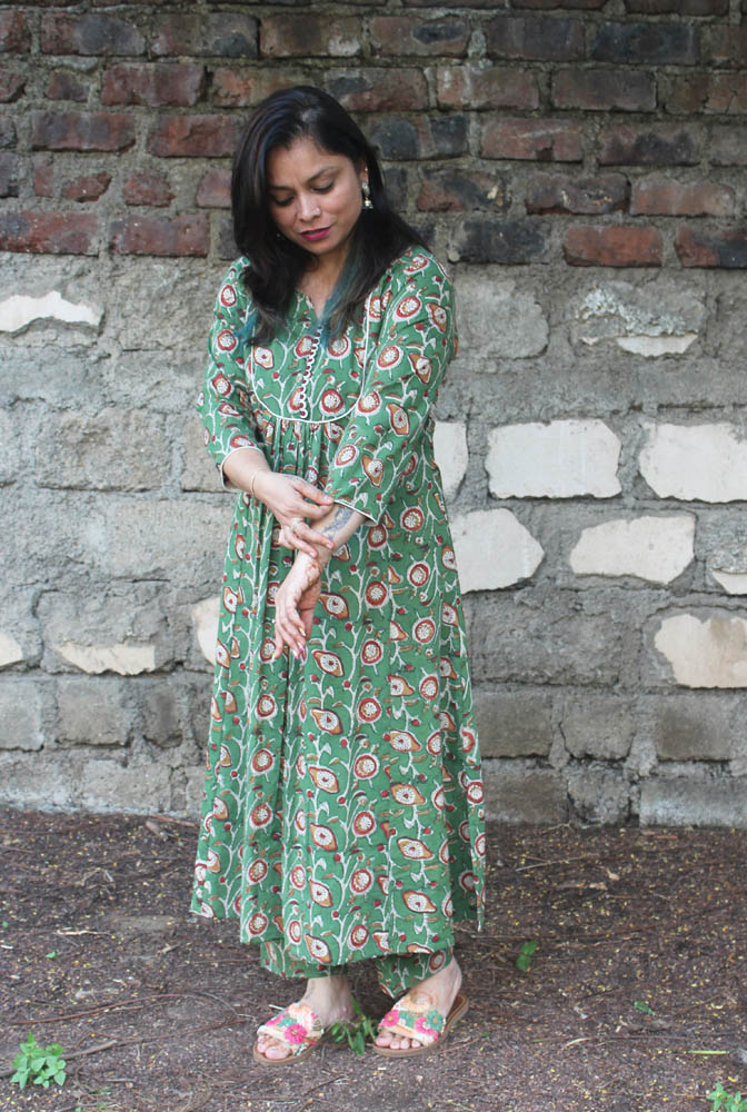 Hand-Block Cotton Kurti Pant Set B