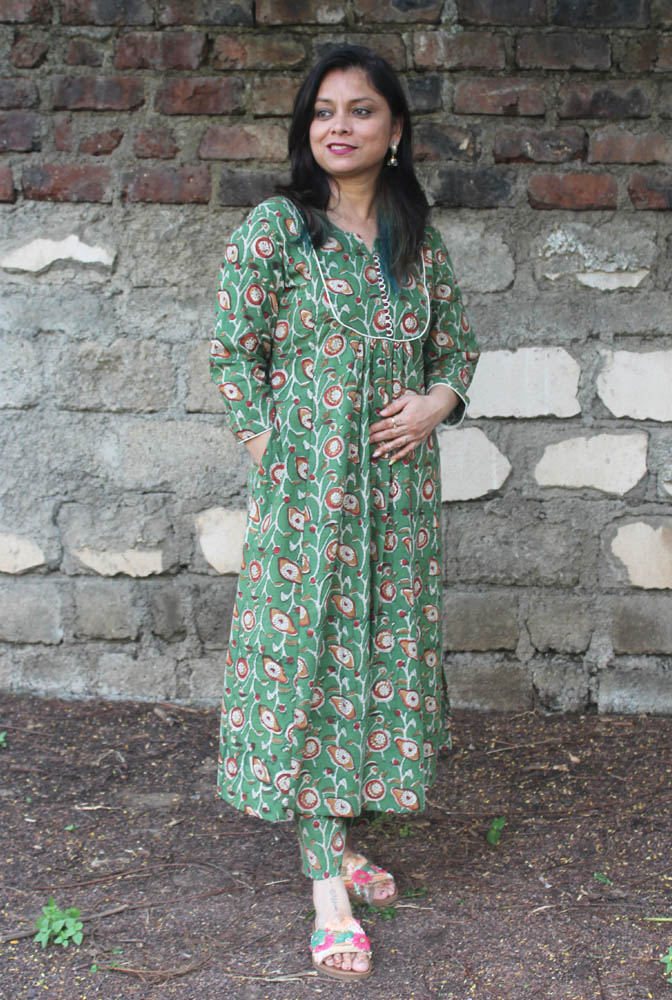 Hand-Block Cotton Kurti Pant Set B