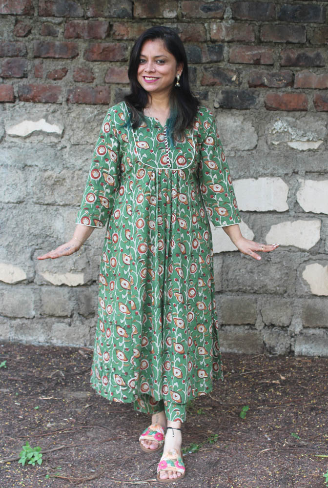Hand-Block Cotton Kurti Pant Set B
