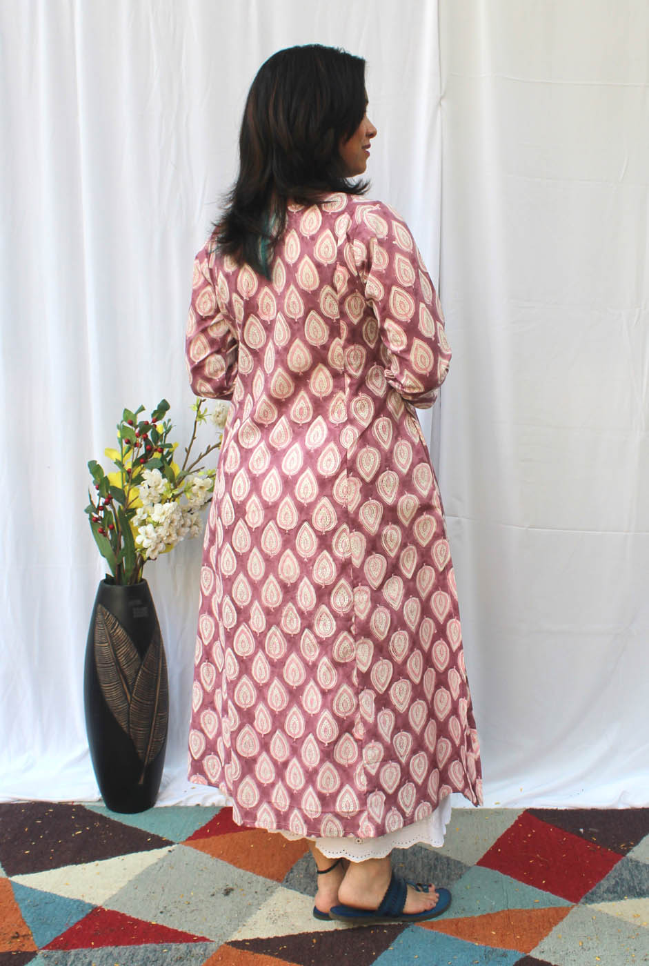 Hand-Block Cotton Angarakha Design Kurti