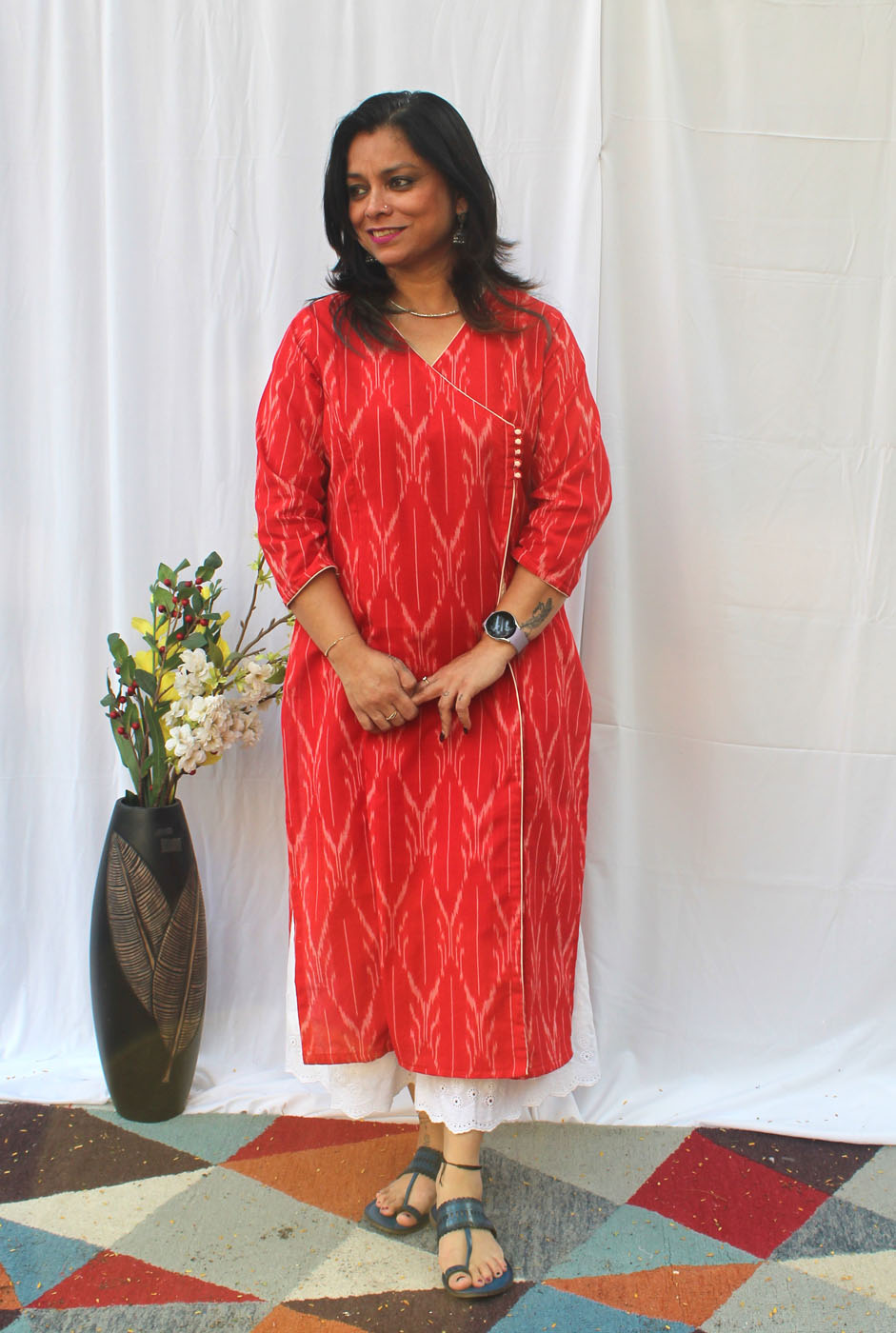Exclusive Ikat Red Kurti