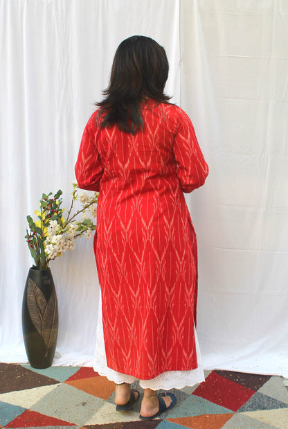 Exclusive Ikat Red Kurti