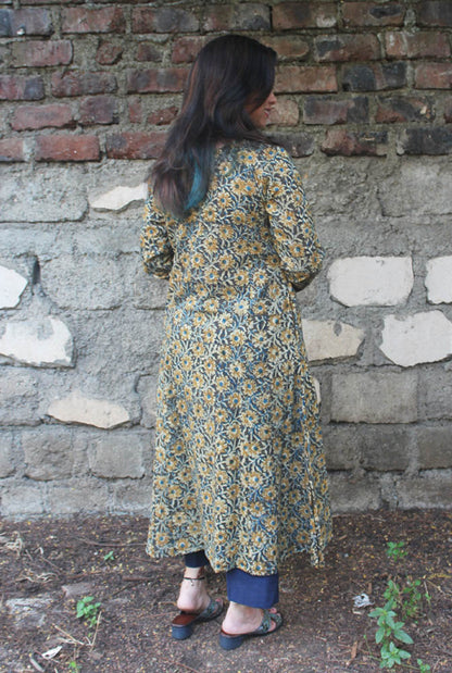 Kalamkari Cotton Kalidar A-line Kurti