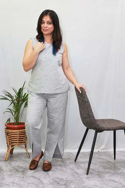 Light Grey Linen Co-Ord Set