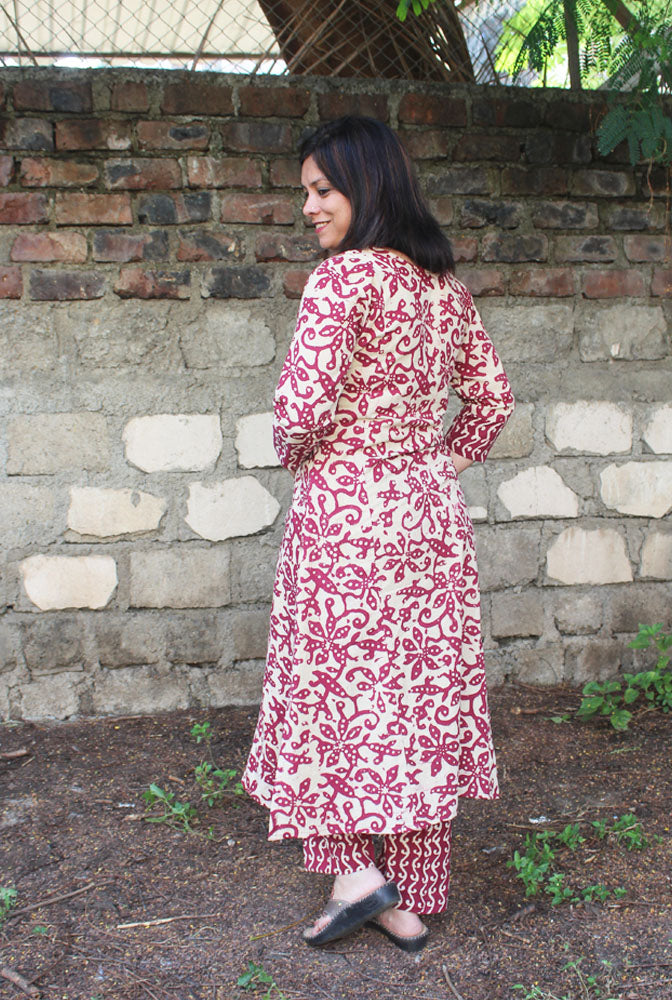 A line Kurti &amp; Straight Pant Set with yoke detailing