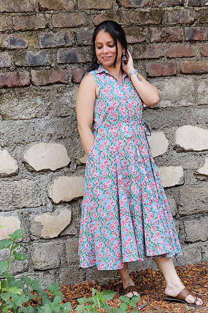 Beautiful Cotton Floral Dabu Dress