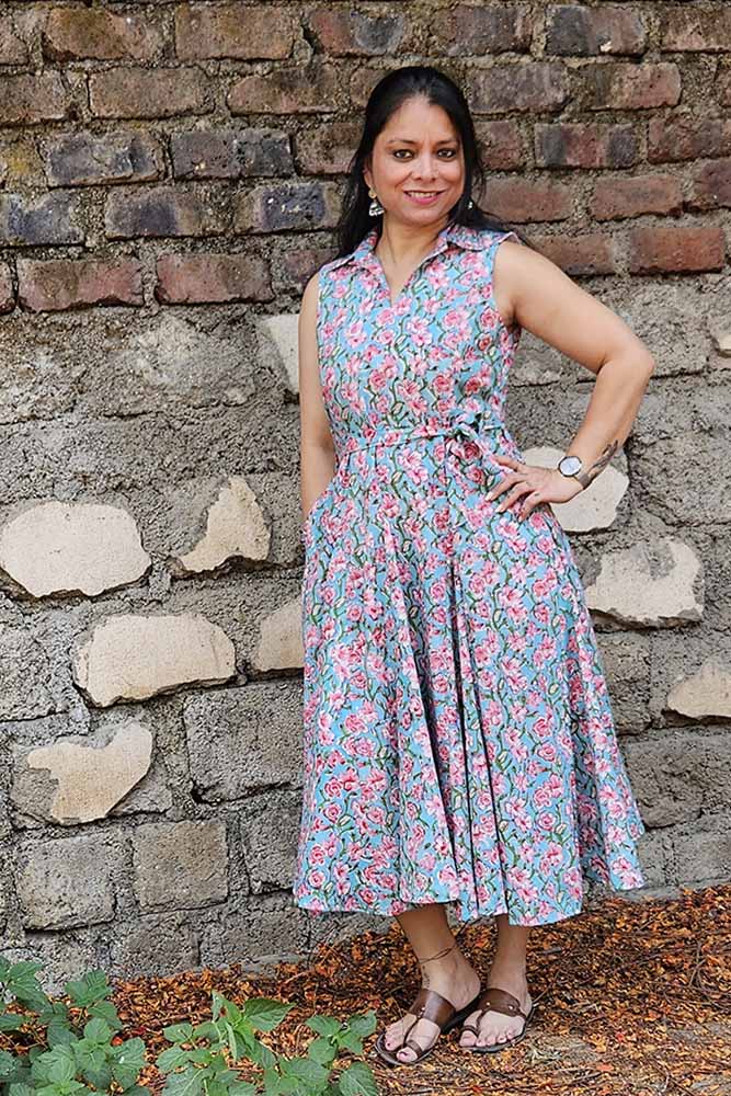 Beautiful Cotton Floral Dabu Dress