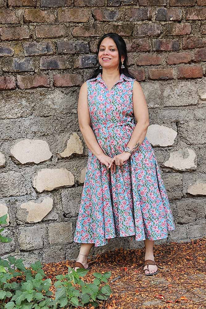 Beautiful Cotton Floral Dabu Dress