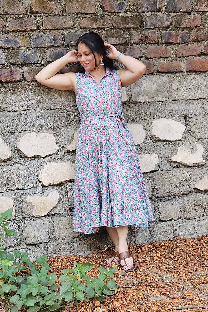 Beautiful Cotton Floral Dabu Dress